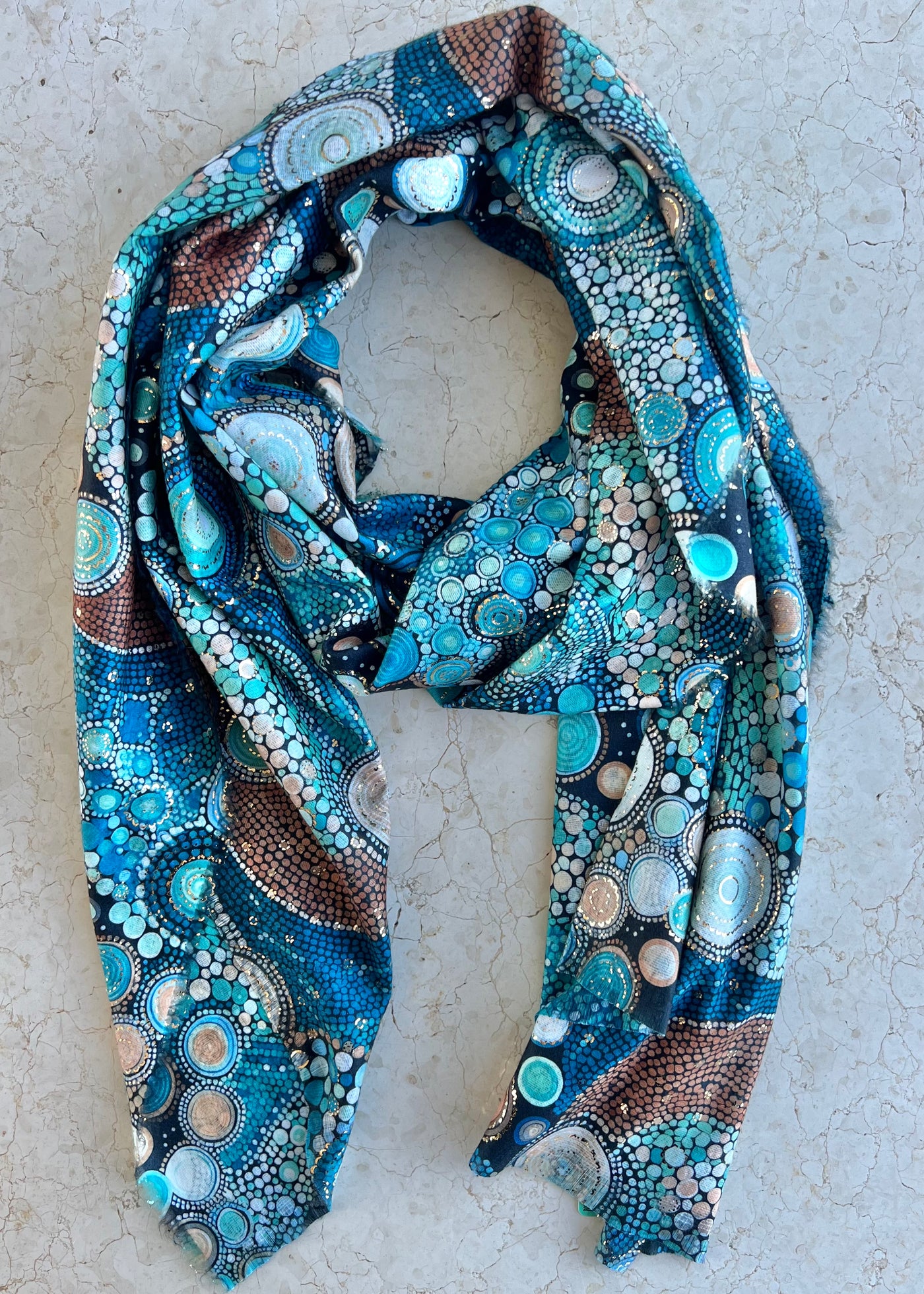 Teal & Gold Kaleidoscope Scarf