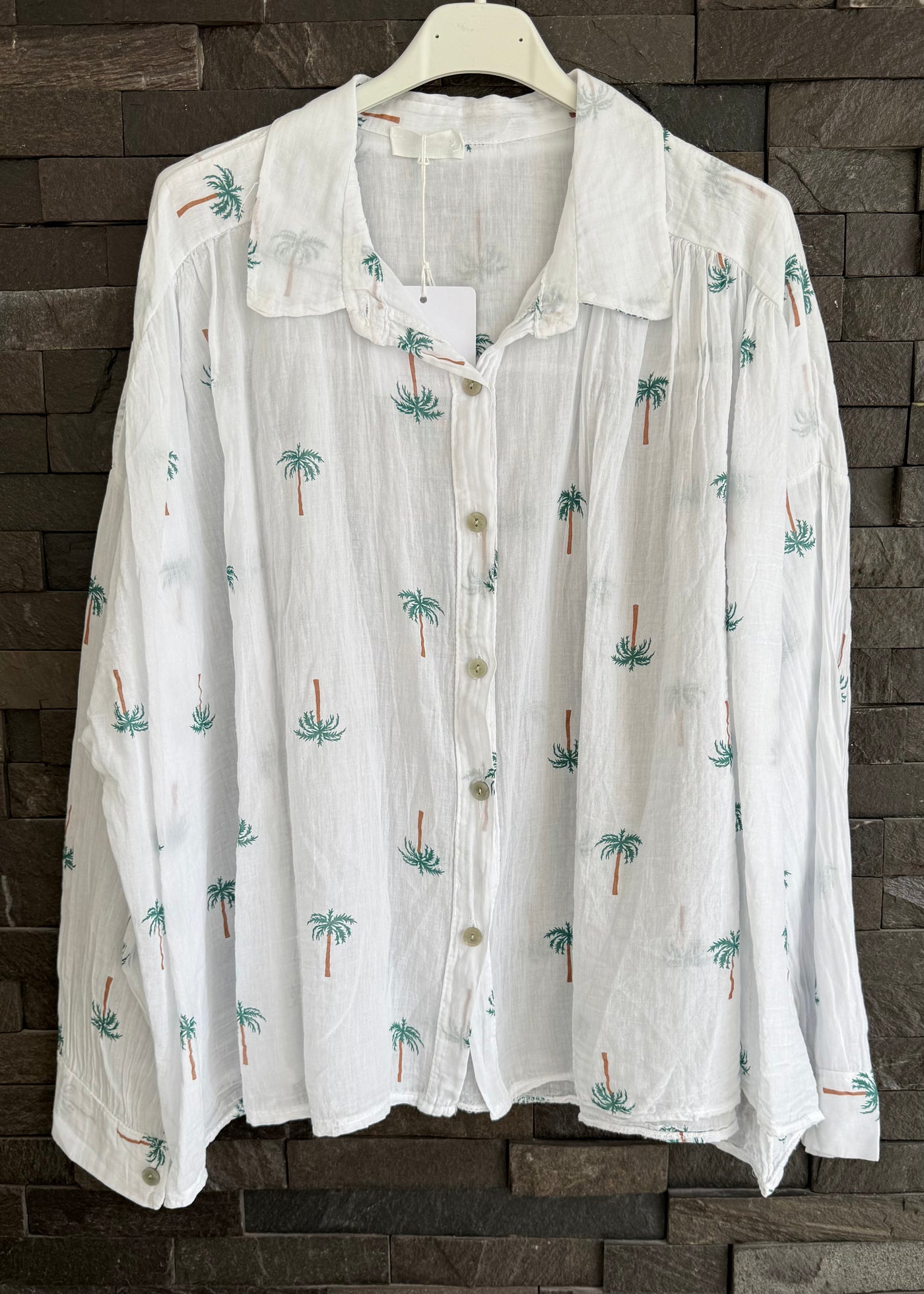 White Palm Print Shirt