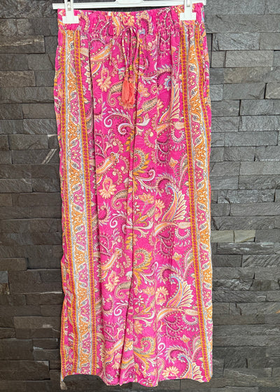 Fuchsia Paisley Silk Mix Trousers