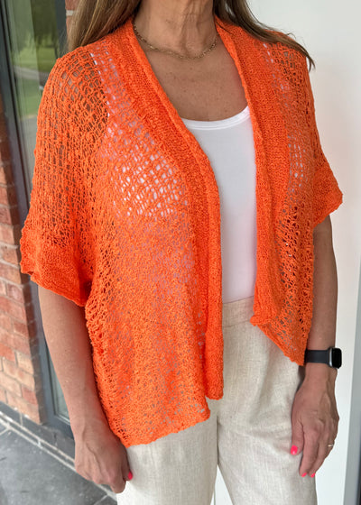 Bright Orange Popcorn Cardigan
