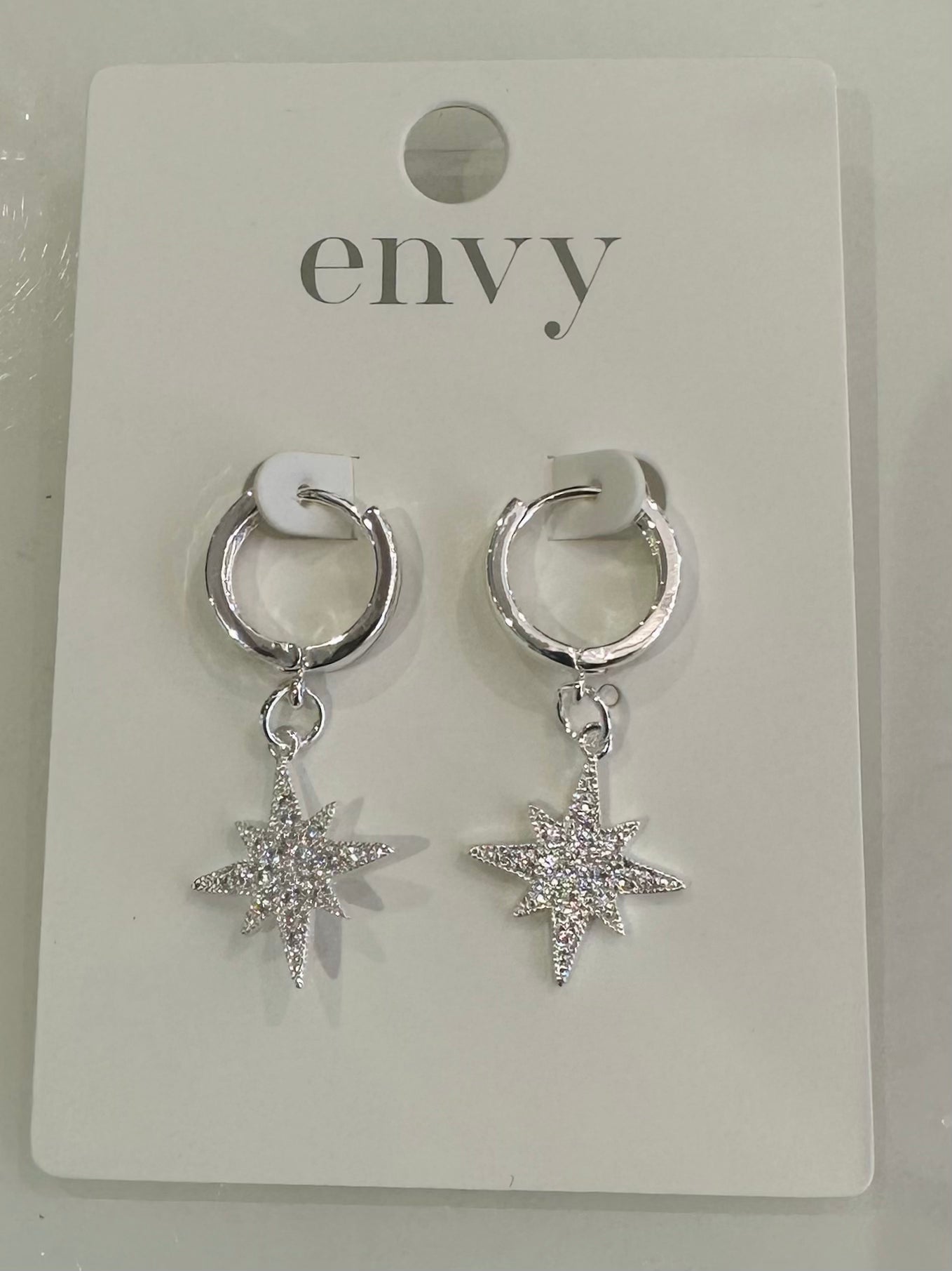 Silver Diamante Star Drop Earrings
