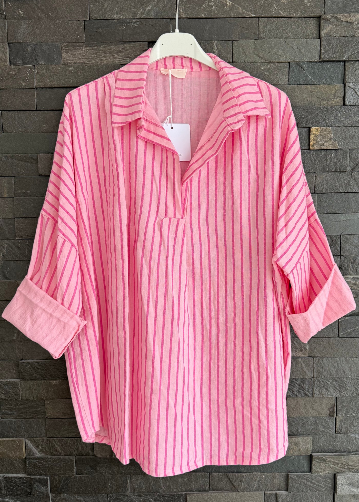 Pink Stripe Linen Shirt