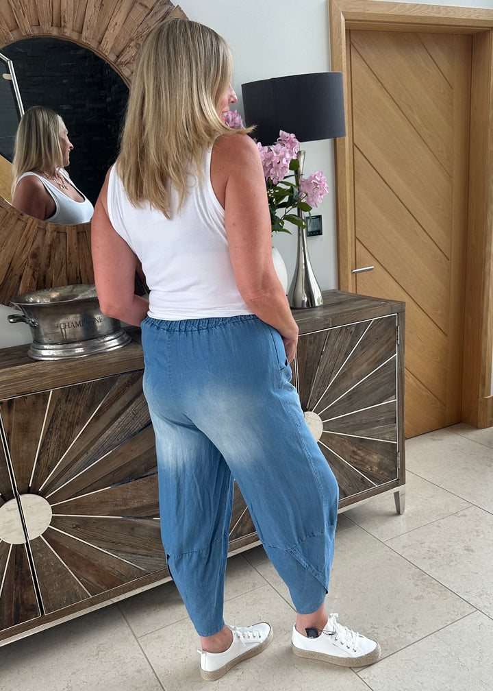 Denim Tencel Pocket Cocoon Trousers