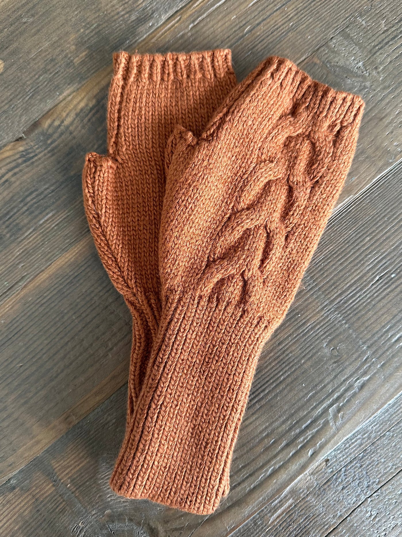 Nutmeg Cable Knit Hand Warmers