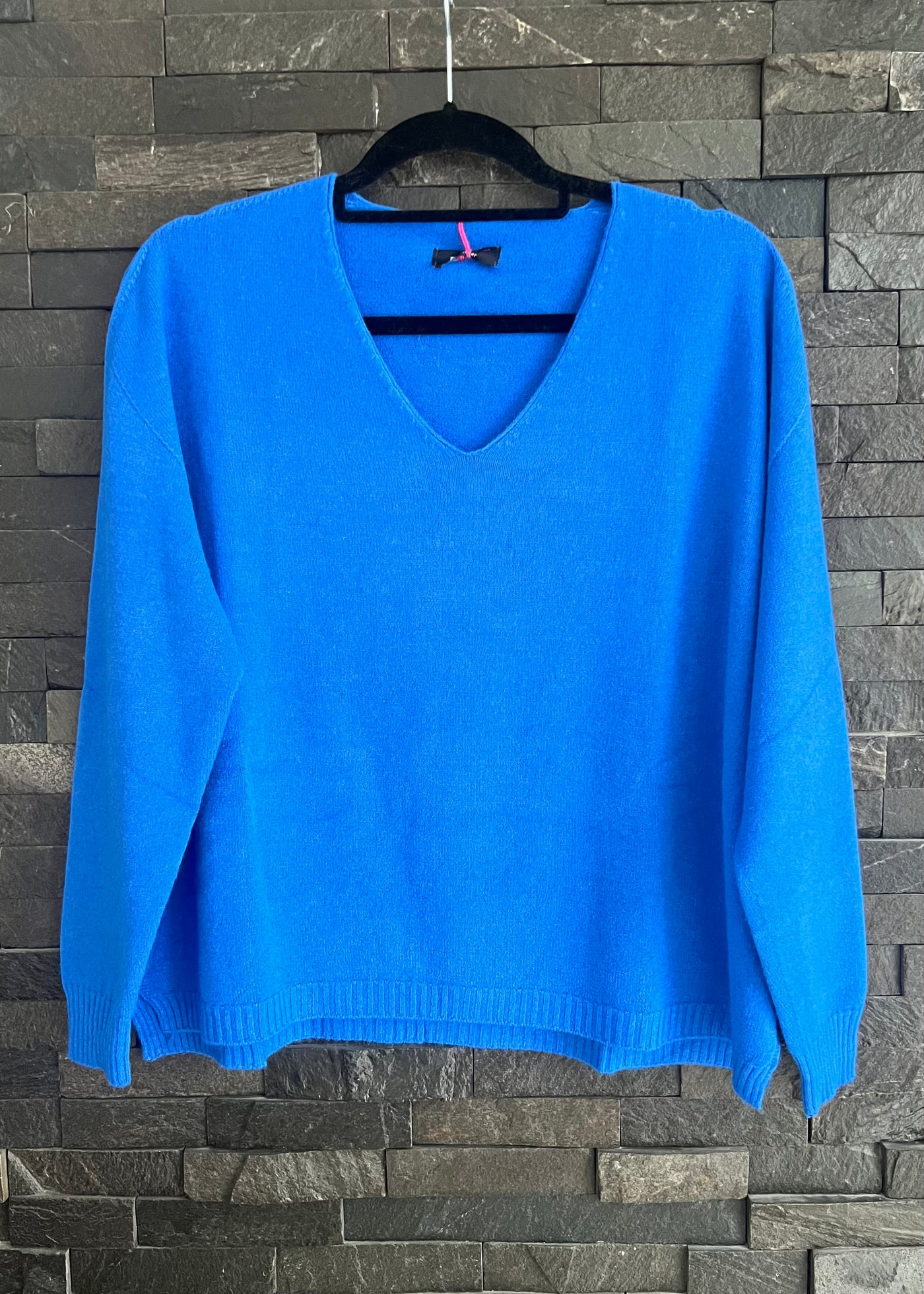 Cobalt V Neck Split Hem Jumper