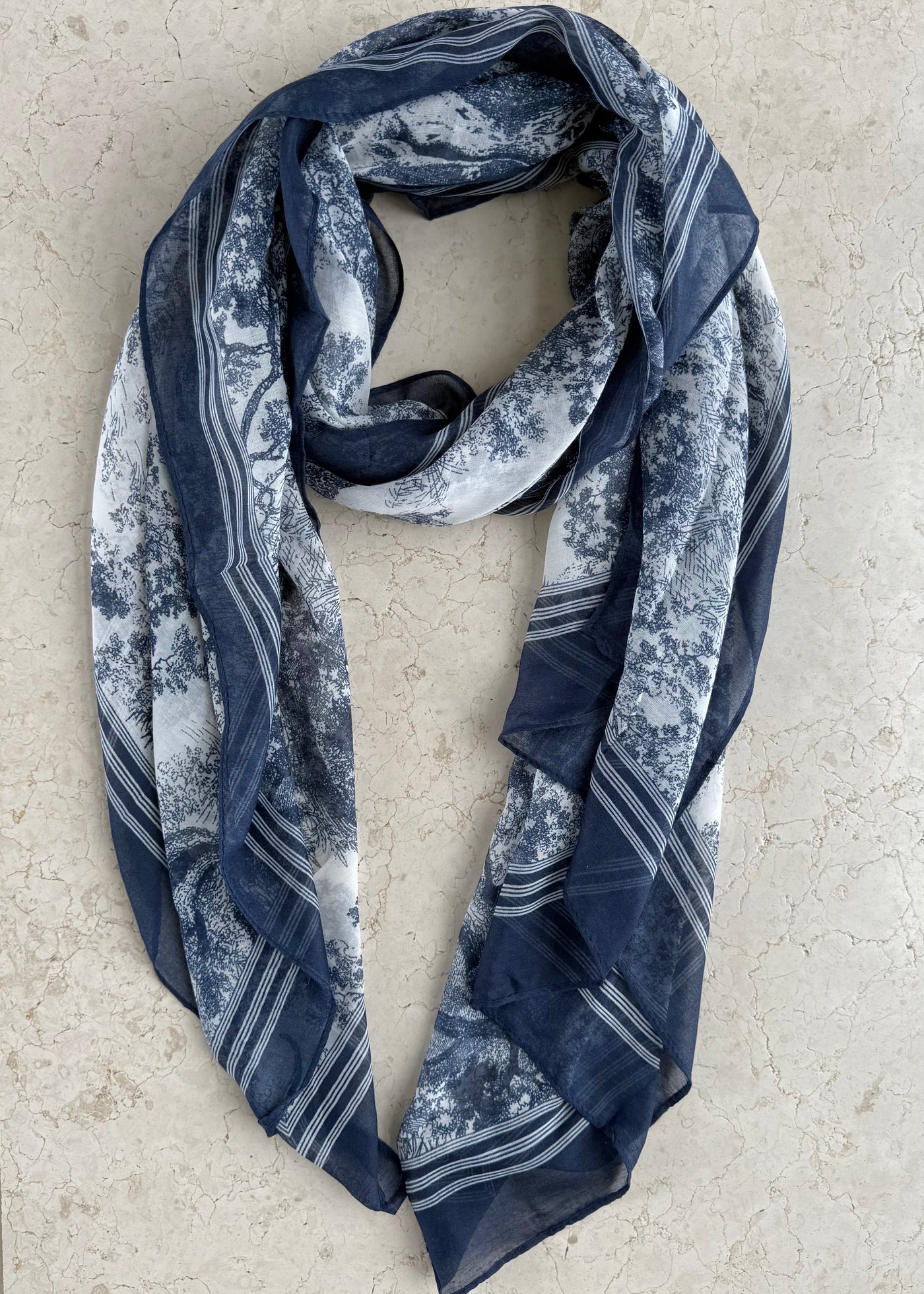 Navy Forest Print Scarf
