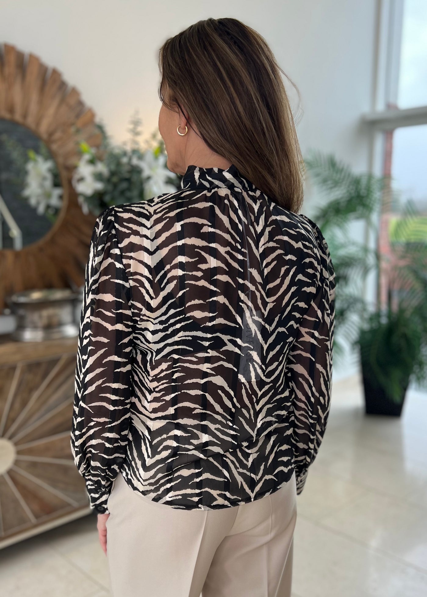 Black Zebra Pattern Blouse