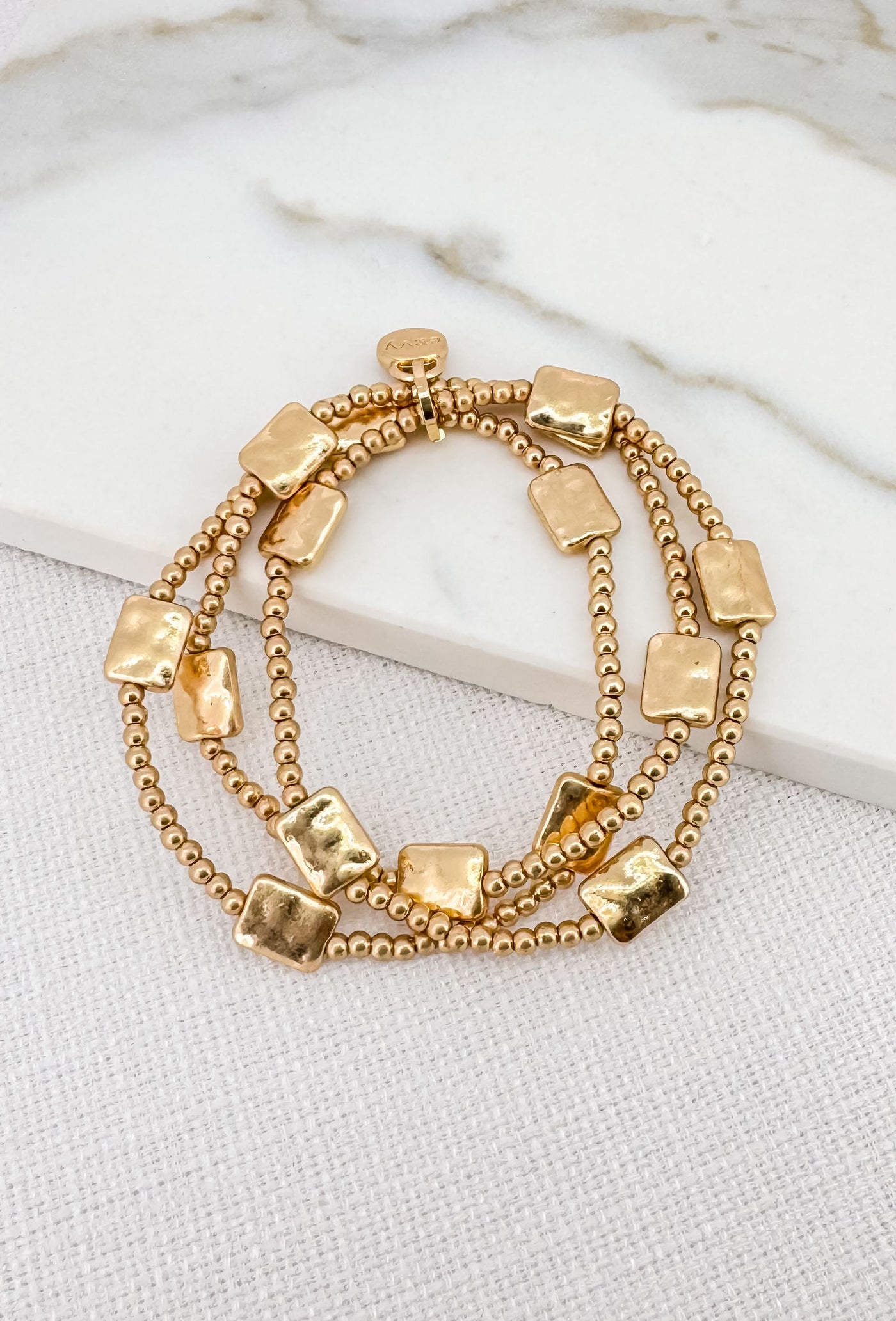 Gold Hammered Squares Bracelet