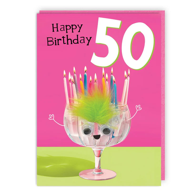 Fluffy Gin 50 Birthday Card