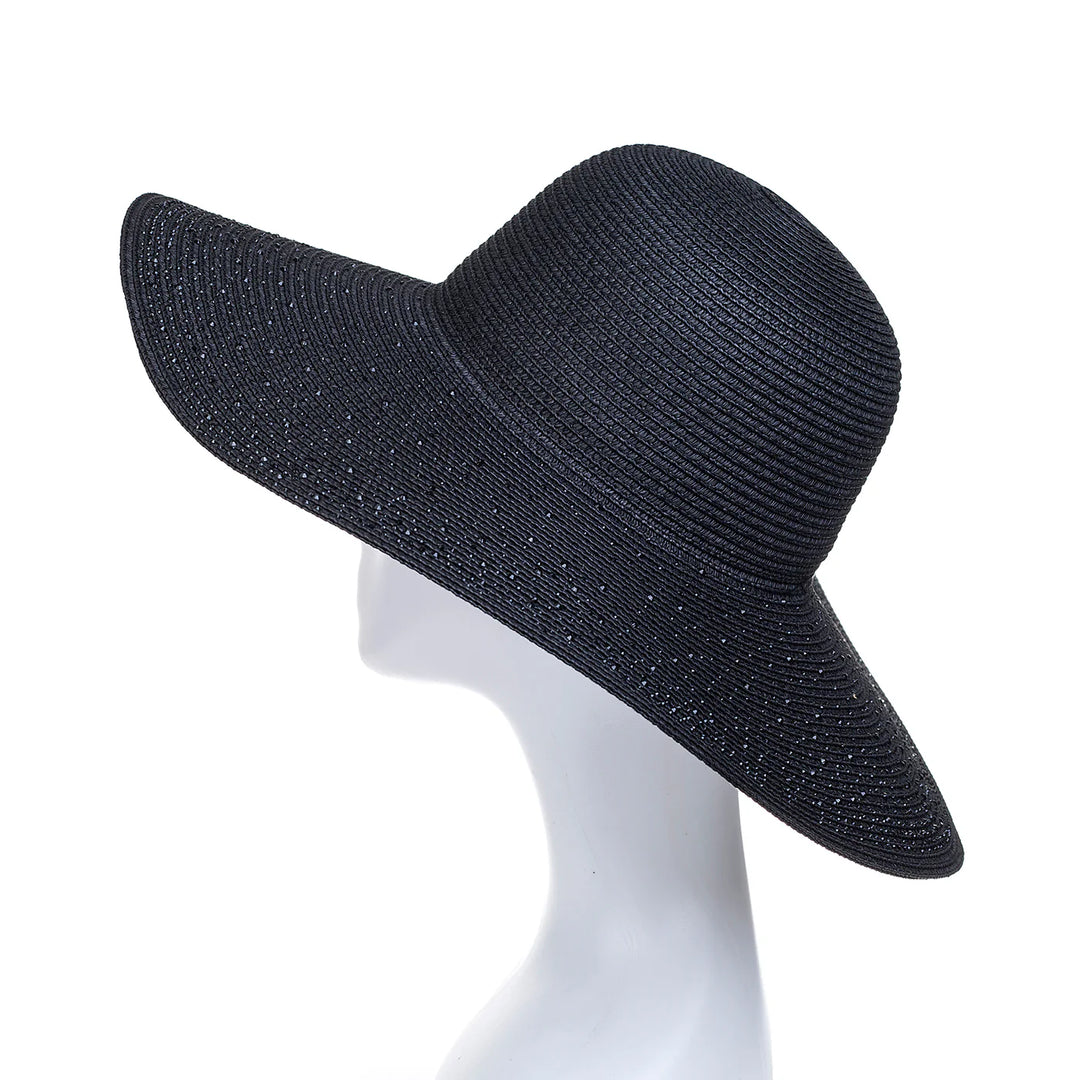 Black Diamante Wide Brim Hat