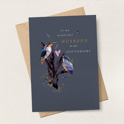 Husband Anniversary Kingfisher Card