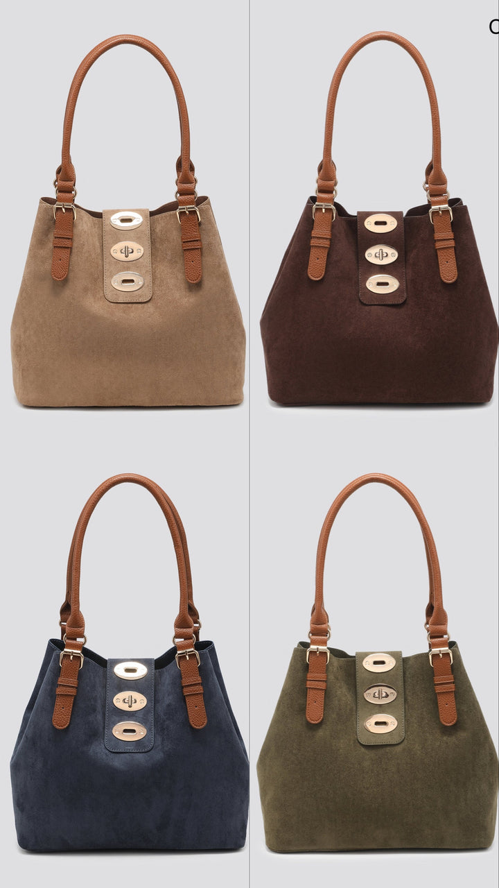 Faux Suede Shoulder Bag