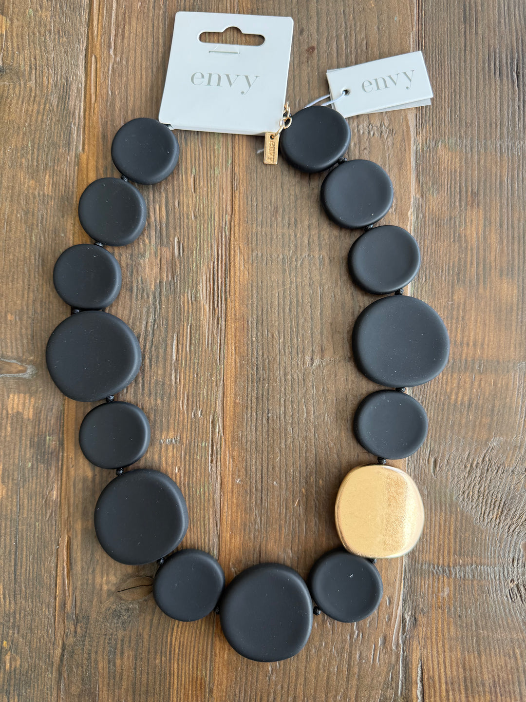 Black & Gold Flat Beaded Necklace