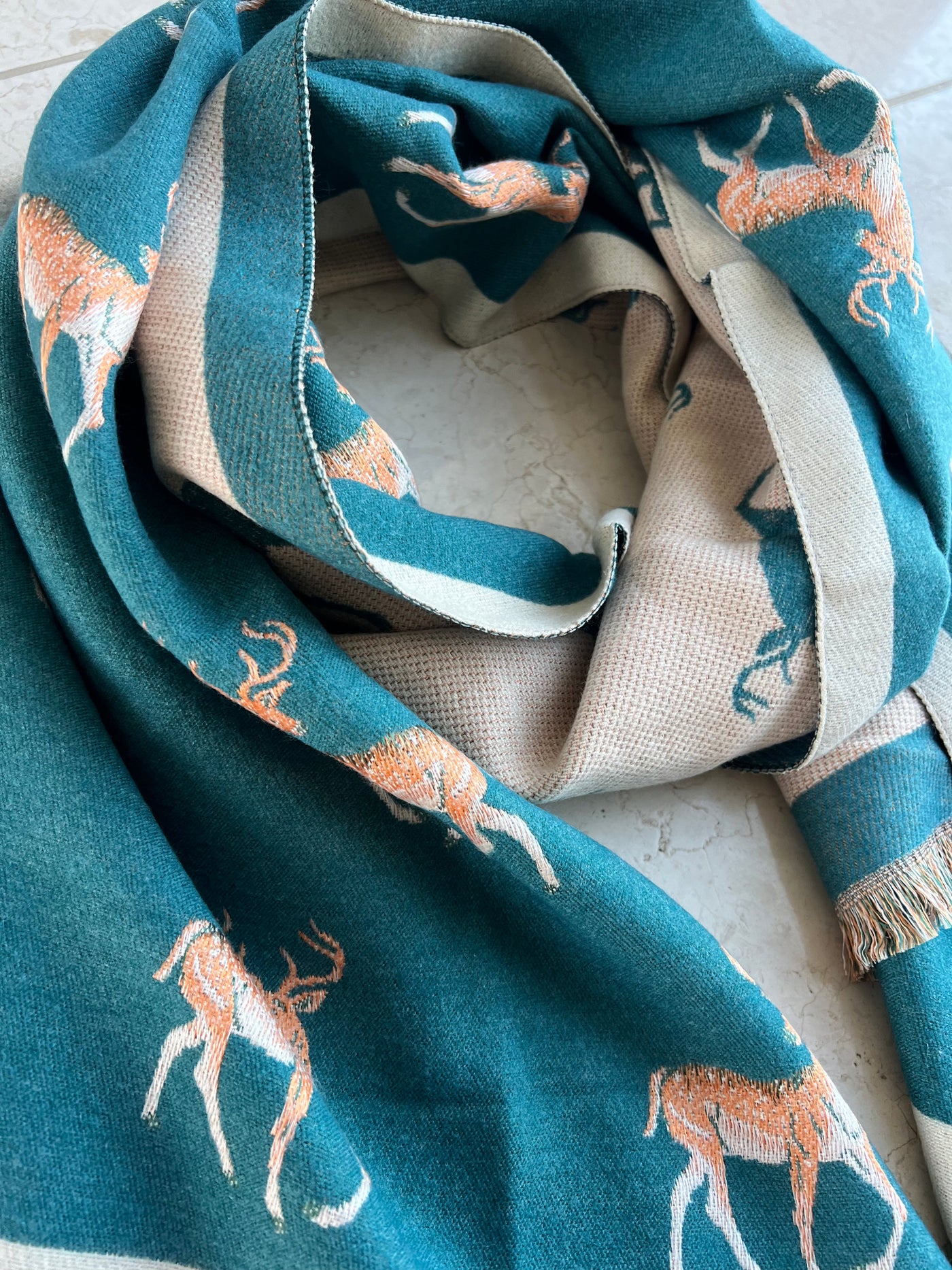 Teal Stag Scarf