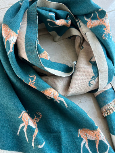 Teal Stag Scarf