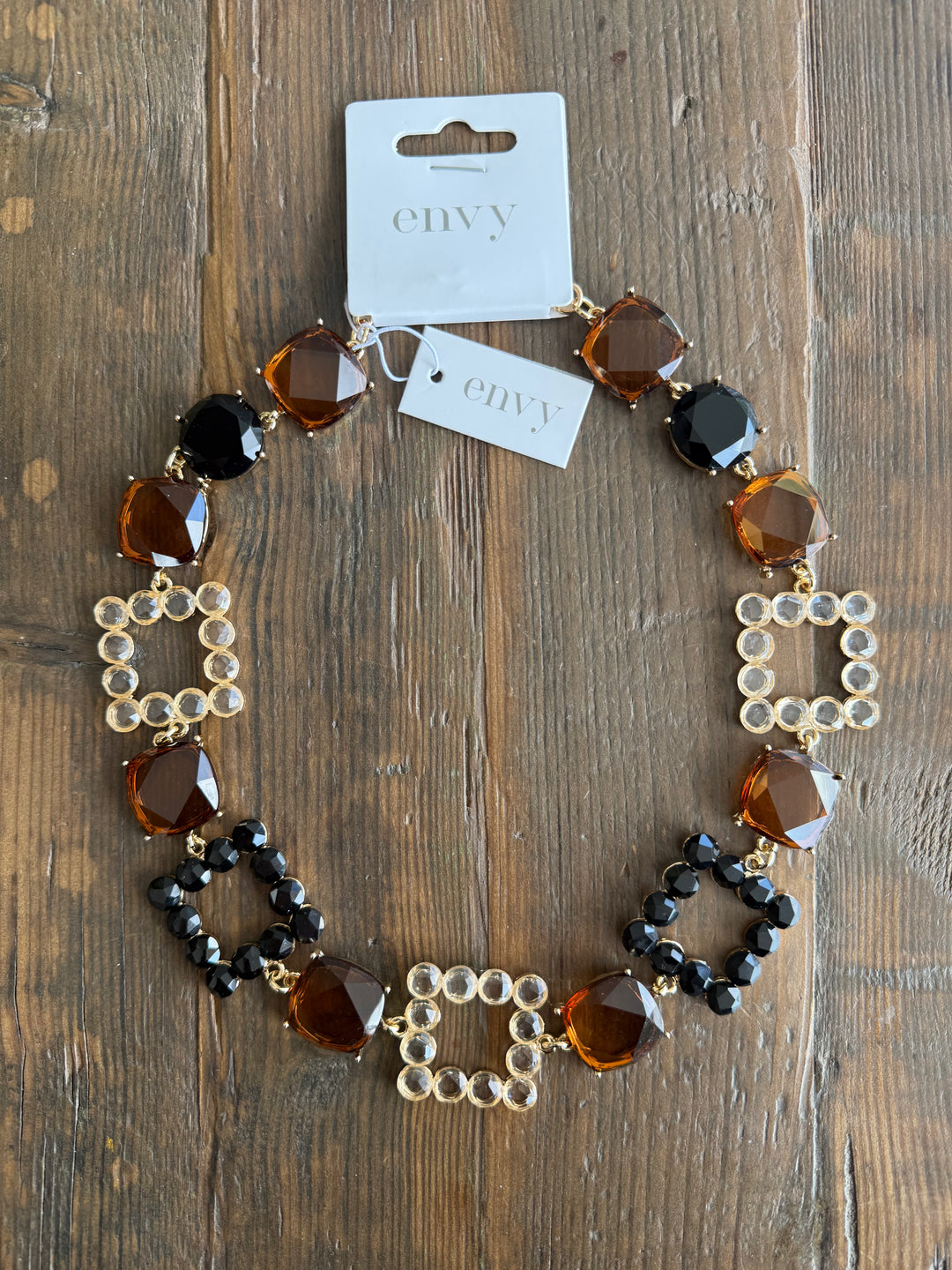 Large Crystal Squares Short Necklace