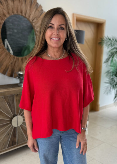 Red Short Sleeved Jumper