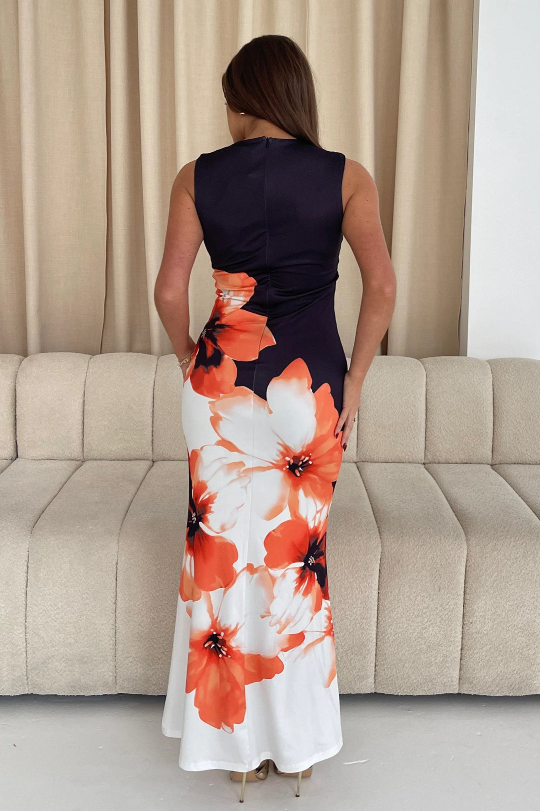 Black & Orange Floral Dress