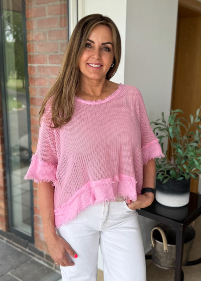 Pink Textured Edge Knit
