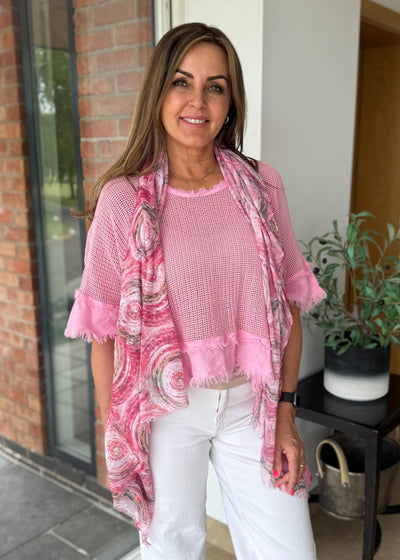 Pink Textured Edge Knit