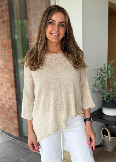 Stone Asymmetric Hem Knit