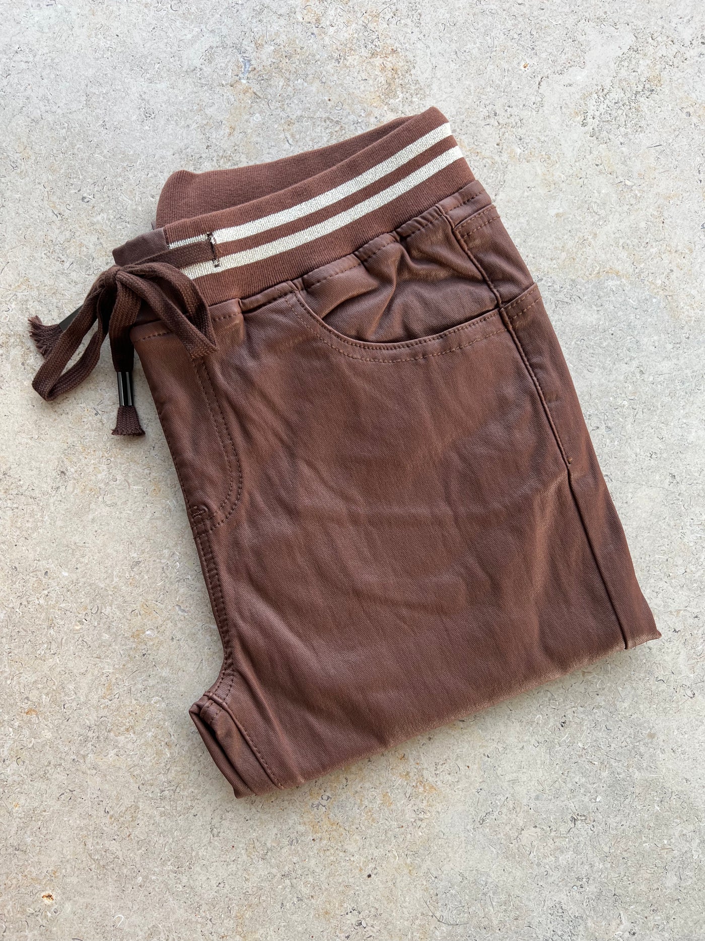 Zed Faux Leather Chocolate Jeans
