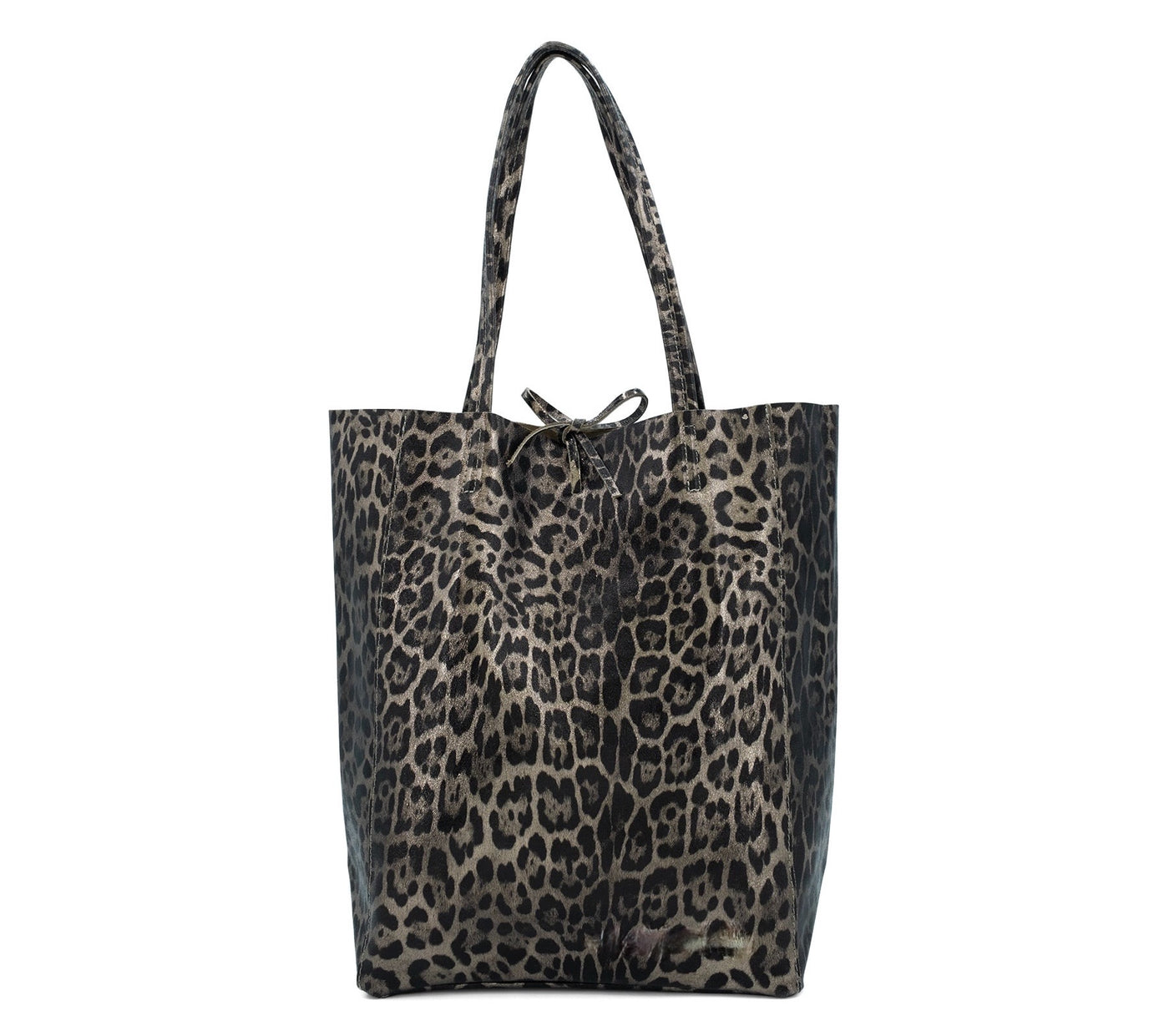 Pewter Leopard Leather Tote