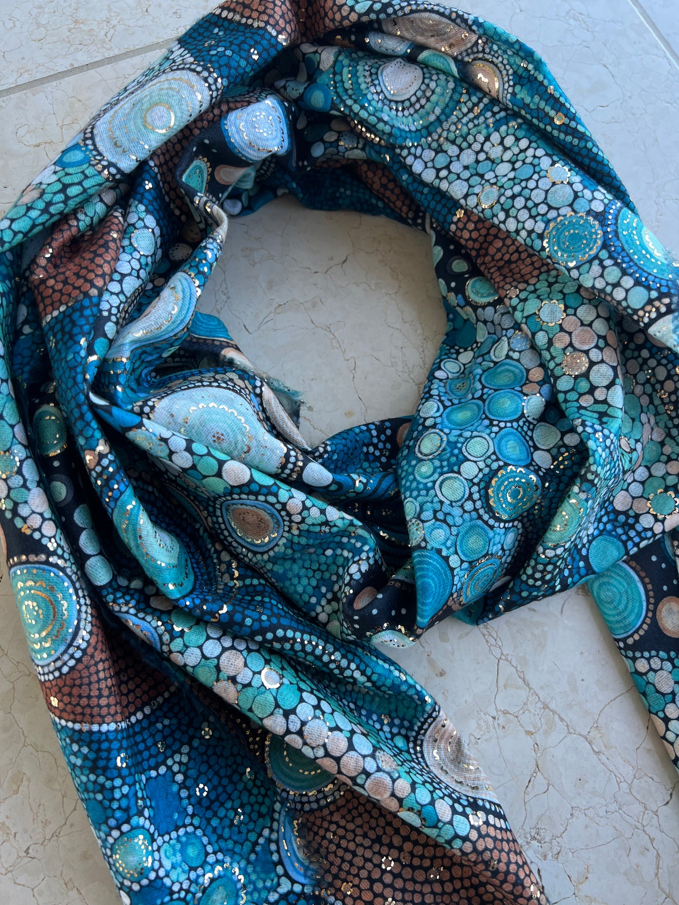 Teal & Gold Kaleidoscope Scarf