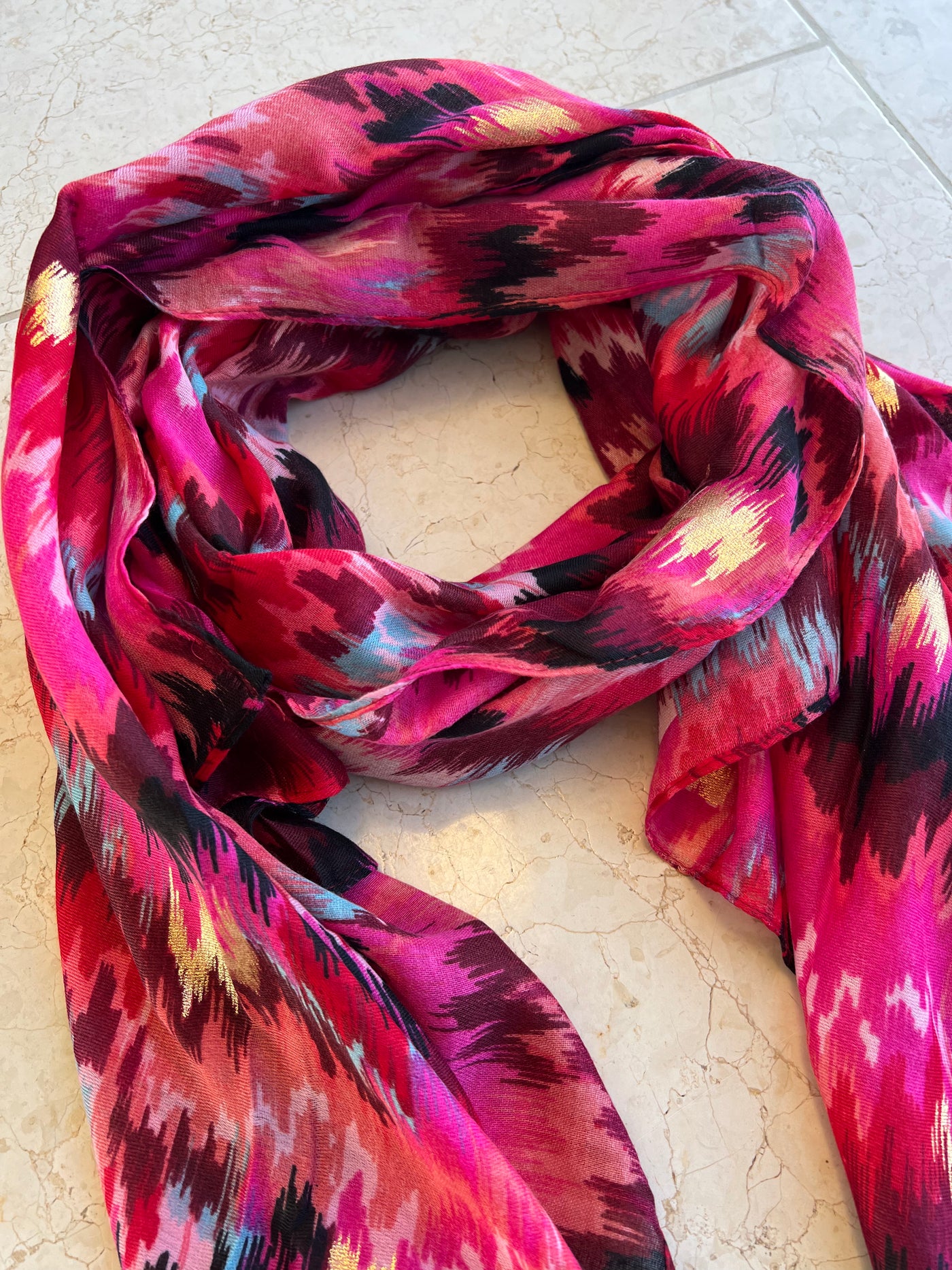 Red, Pink & Gold Ziggy Scarf