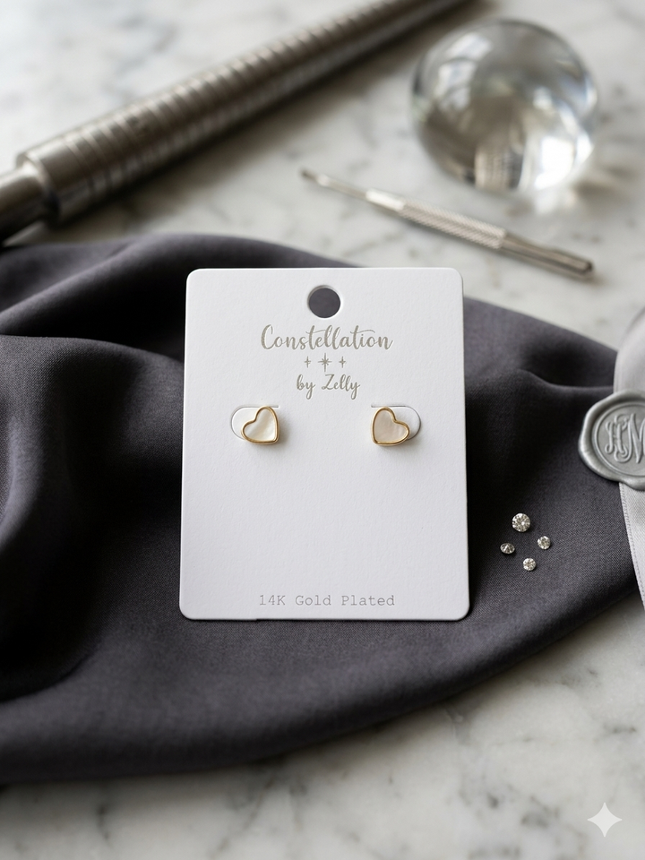 Mother of Pearl Heart Earrings