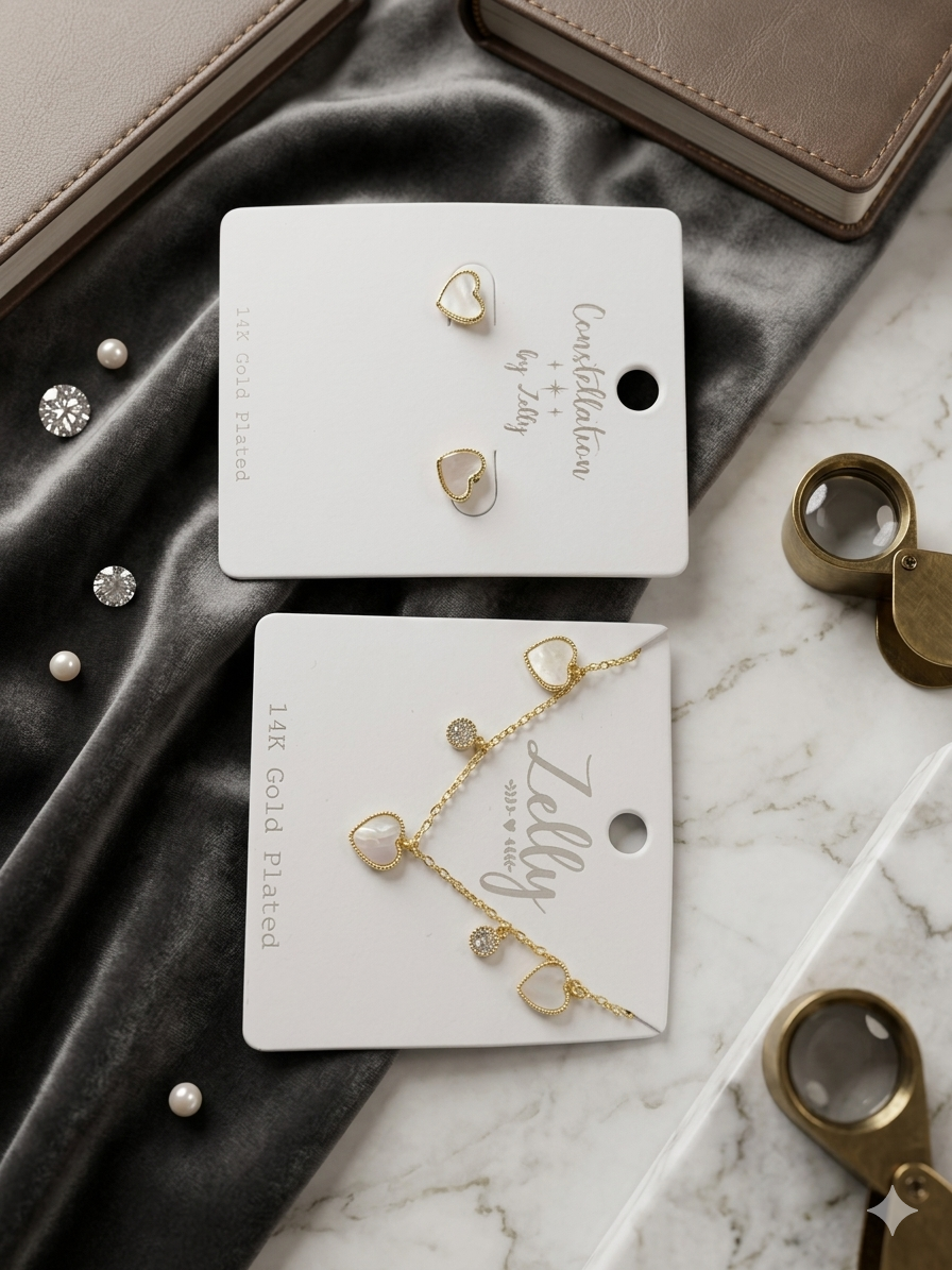 Mother of Pearl Heart Earrings