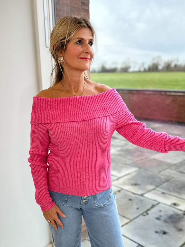 ONLY Pink Off Shoulder Knit