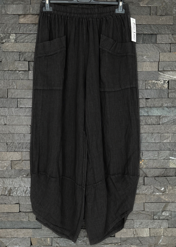 Black Linen Cocoon Trousers