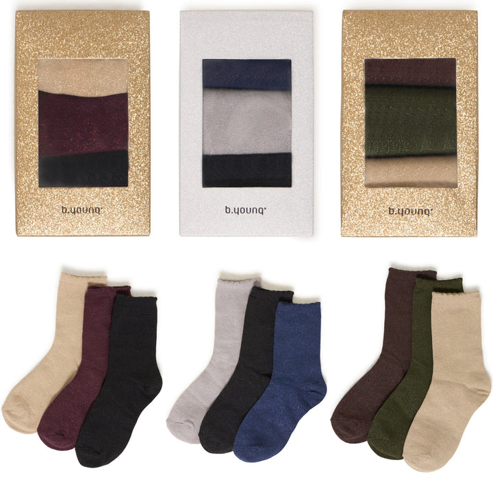Byoung Pack 3 Lurex Socks - Various Colours
