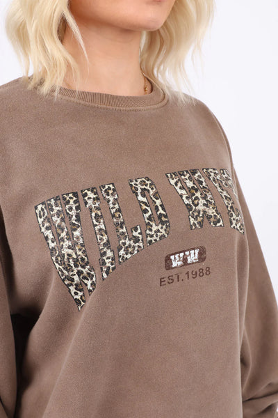 Washed Mocha WILD WEST Sweatshirt