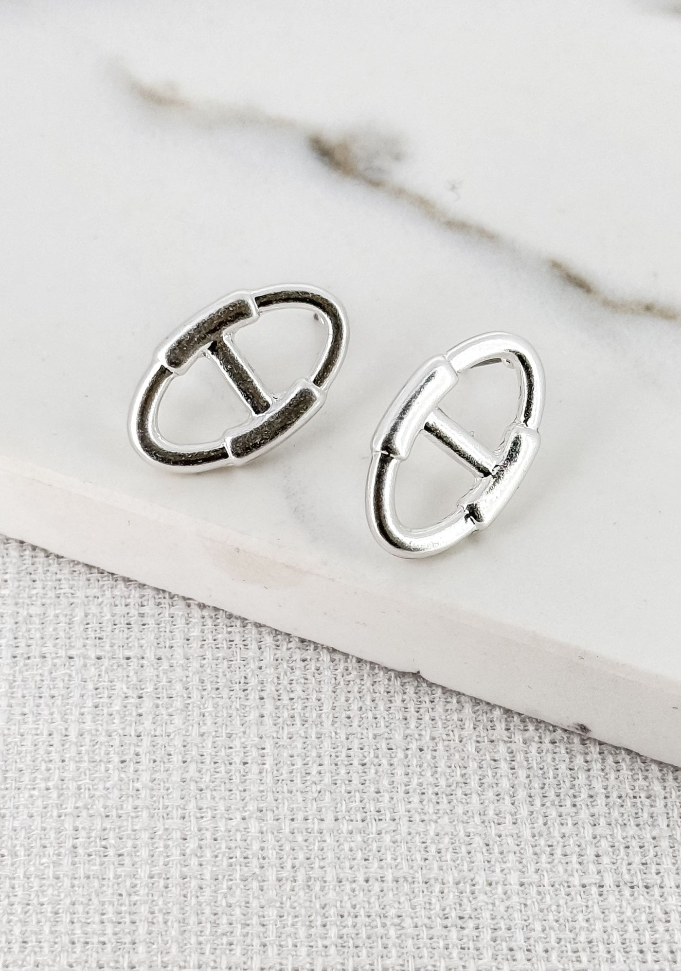 Silver Split Oval Earrings