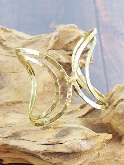 Gold Butterfly Loop Cuff Bracelet