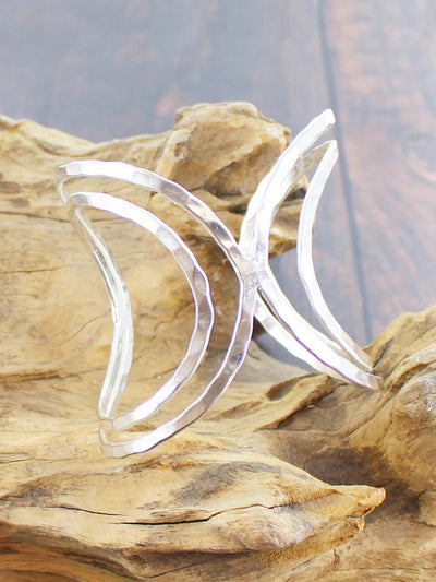 Silver Butterfly Loop Cuff Bracelet