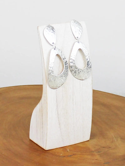 Silver Hammered Drop Earrings
