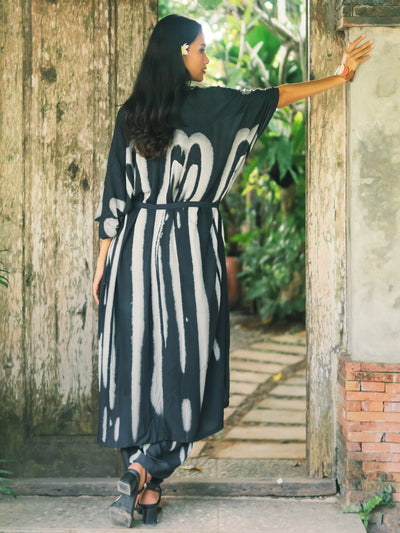 Black Tie Dye Bali Kimono