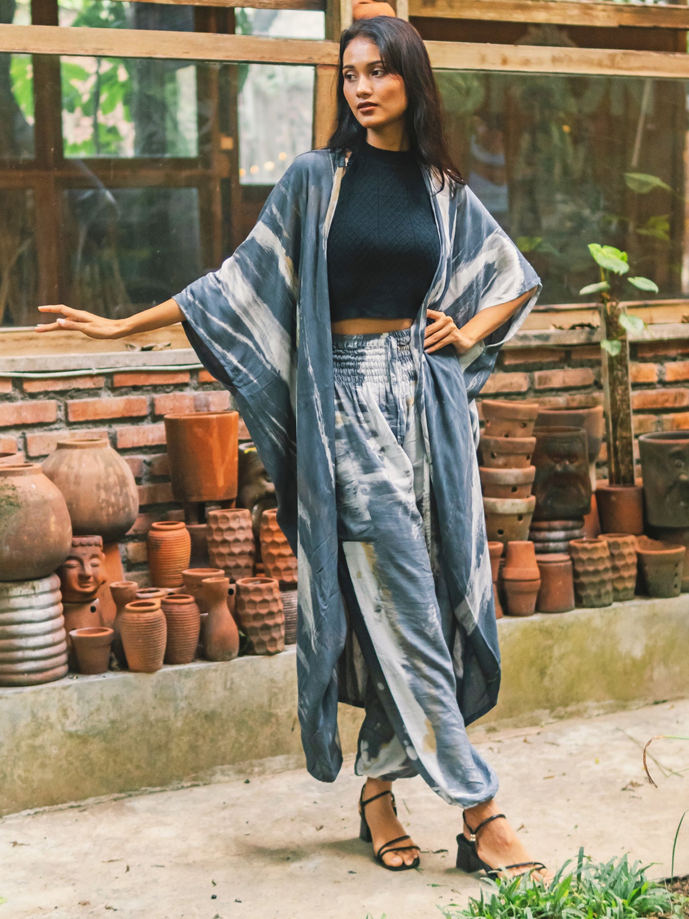 Grey Tie Dye Bali Kimono