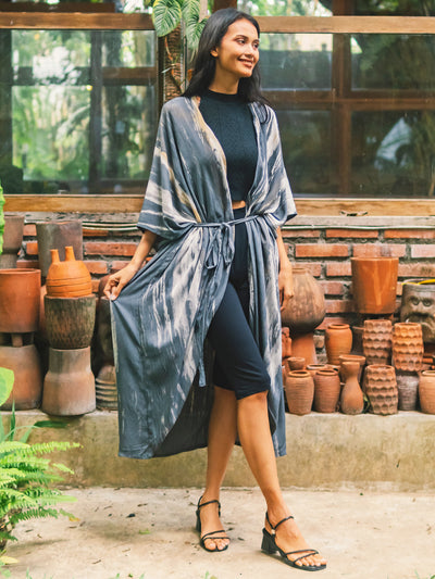 Grey Tie Dye Bali Kimono