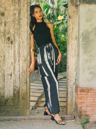 Black Tie Dye Bali Trousers