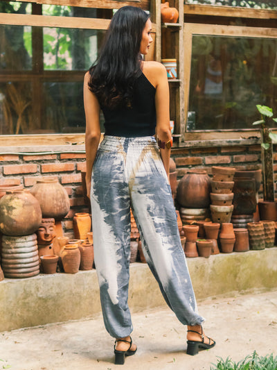 Grey Tie Dye Bali Trousers