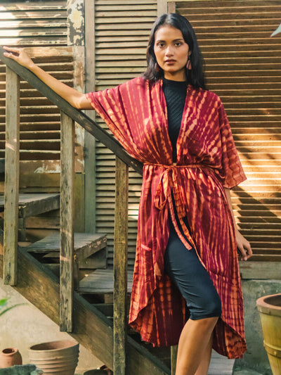 Red Tie Dye Bali Kimono