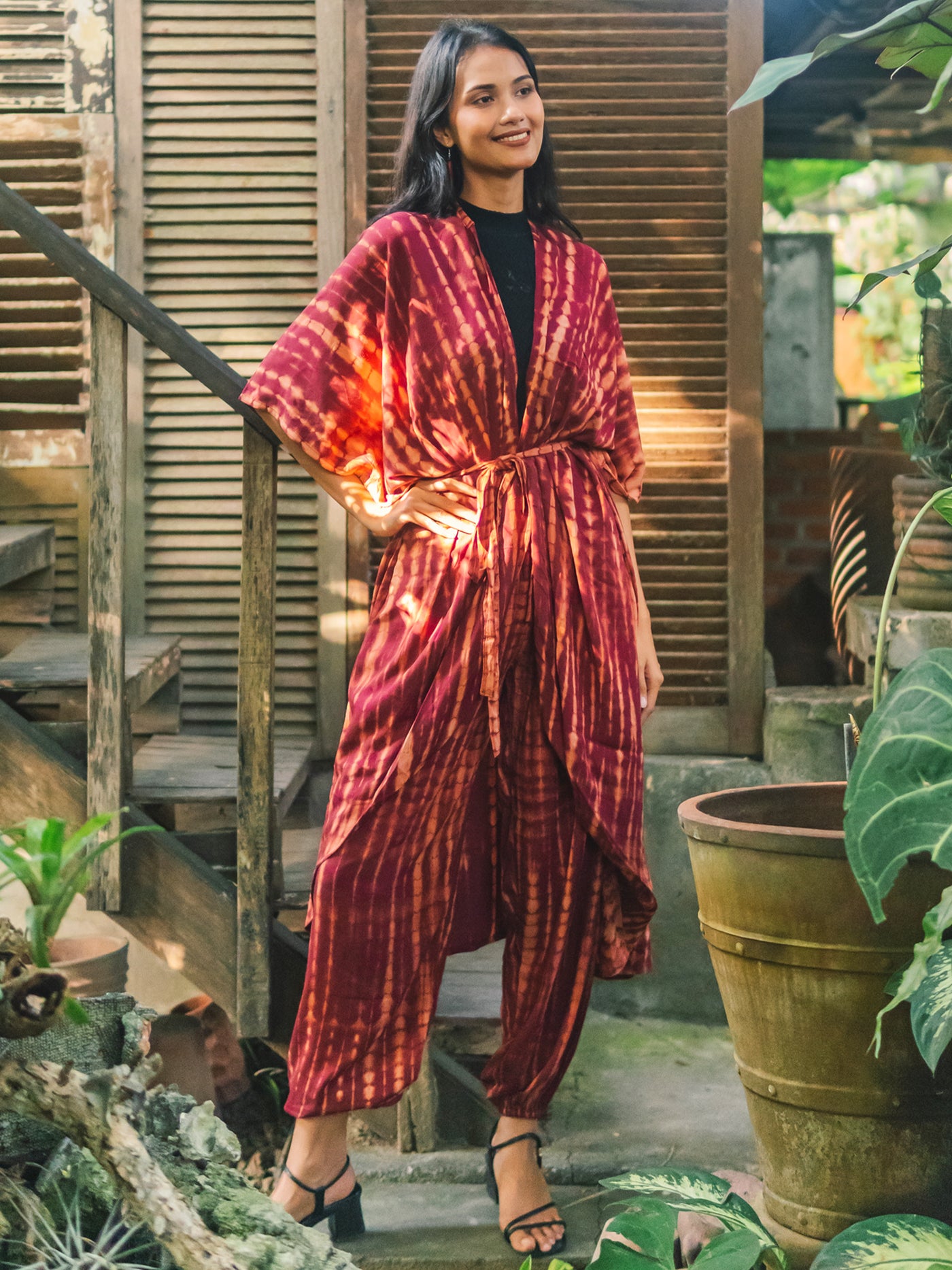 Red Tie Dye Bali Kimono