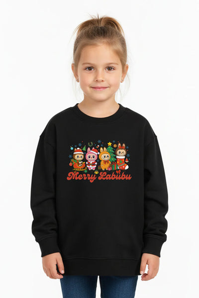 Black Kids Xmas Labubu Jumper