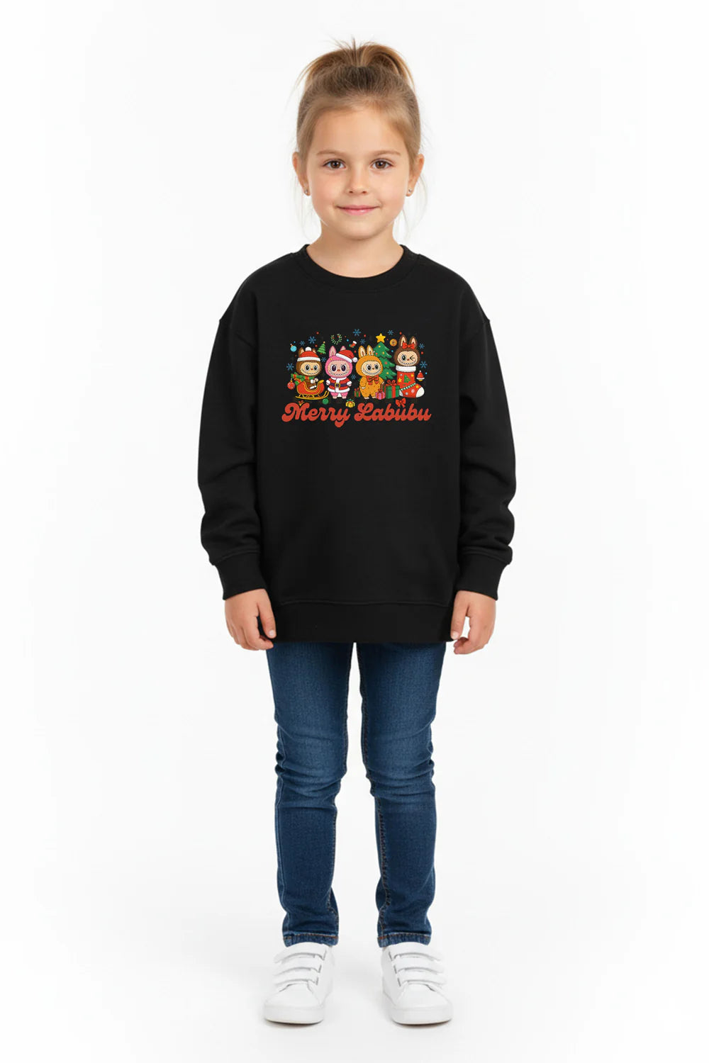Black Kids Xmas Labubu Jumper