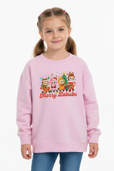 Pink Kids Xmas Labubu Jumper