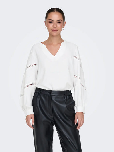 JDY White Cut Out Sleeve Blouse